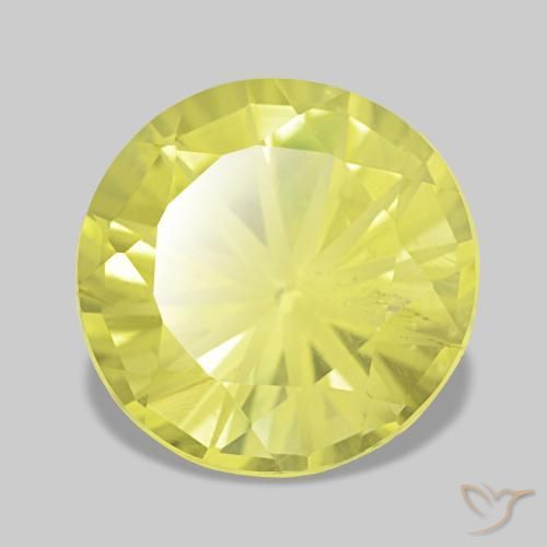 Quartzo amarelo natural 3,09ct, corte redondo, VS