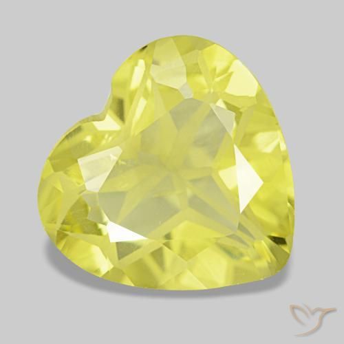 Quartzo amarelo natural 3,78ct, formato de coração, VS