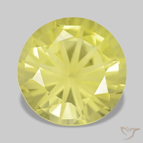 Quartzo amarelo natural 4,38ct, corte redondo, VVS