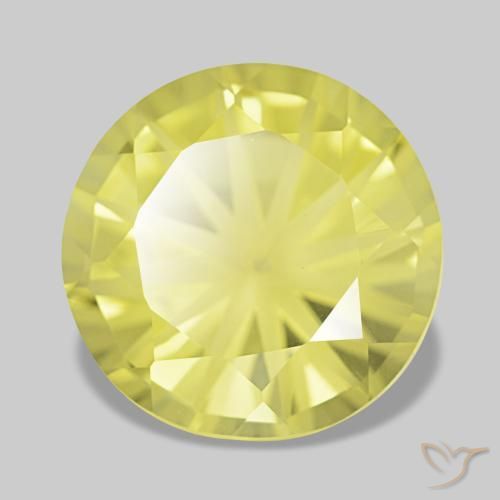Quartzo amarelo natural 4,38ct, corte redondo, VVS