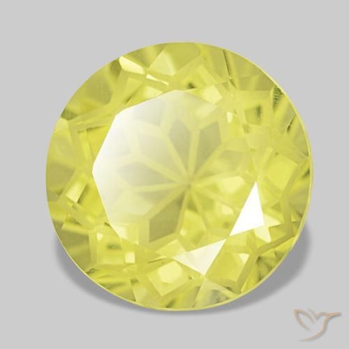 Quartzo amarelo natural 3,92ct, corte redondo, VVS