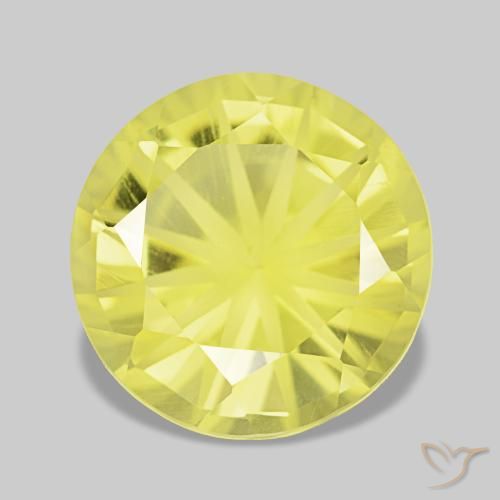 Quartzo amarelo natural 3,52ct, corte redondo, VVS