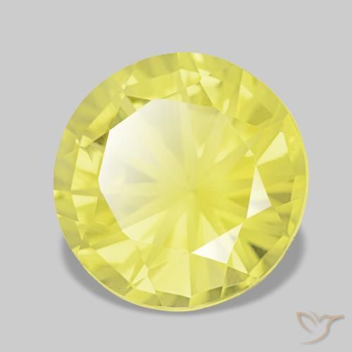 Quartzo amarelo natural 3,52ct, corte redondo, VVS