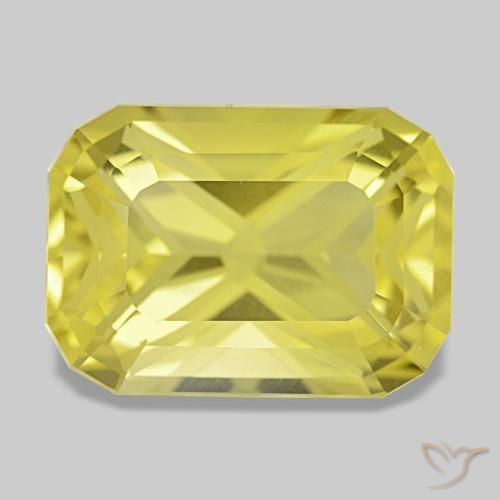 Quartzo amarelo natural 8,97ct, corte esmeralda, VVS