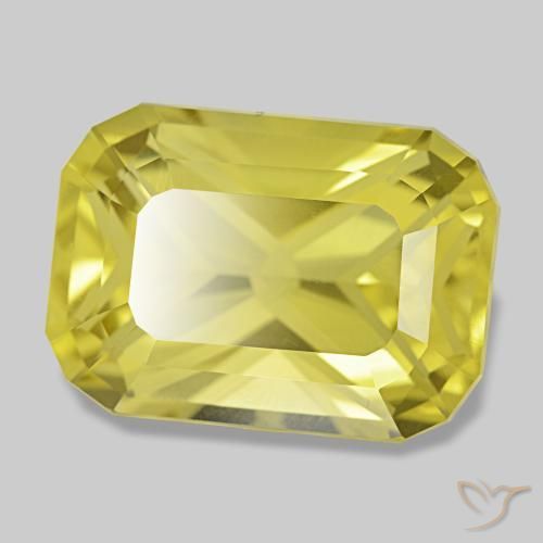Quartzo amarelo natural 8,97ct, corte esmeralda, VVS