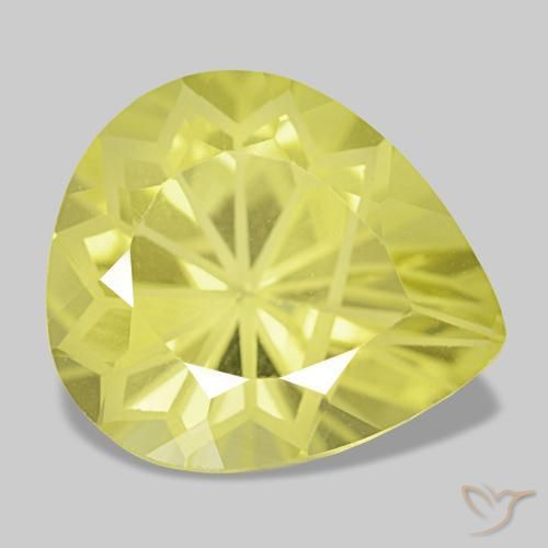 Quartzo amarelo natural 5,44ct, formato de pêra, VS