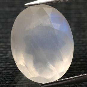 Pedra da Lua Arco-íris Branco Natural 4.87ct, Transparente, Transparente/Translúcido