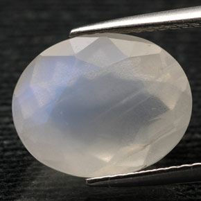 Pedra da Lua Arco-íris Branco Natural 4.87ct, Transparente, Transparente/Translúcido