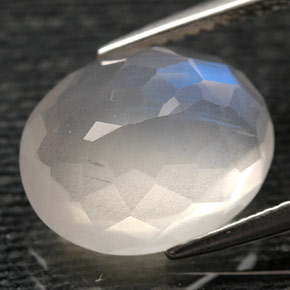 Pedra da Lua Arco-íris Branco Natural 4.87ct, Transparente, Transparente/Translúcido