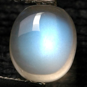 Pedra da lua arco-íris branco natural 1,09ct, transparente, transparente/translúcido