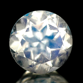 Pedra da lua arco-íris branco natural 0,80ct, transparente, transparente/translúcido
