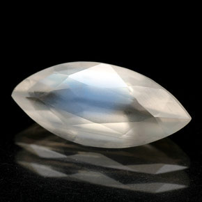 Pedra da lua arco-íris branco natural 1,58ct, transparente, transparente/translúcido