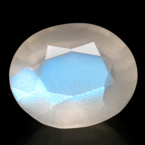 Pedra da lua arco-íris branco natural 2,33ct, transparente, transparente/translúcido