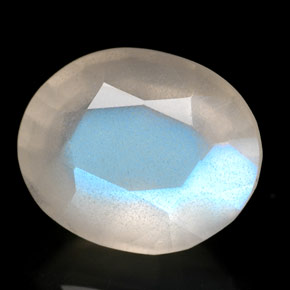 Pedra da lua arco-íris branco natural 2,33ct, transparente, transparente/translúcido