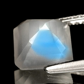 Pedra da lua arco-íris azul natural 1,52ct, transparente, transparente/translúcido