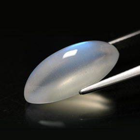 Pedra da Lua Arco-íris Branco azulado Natural 8.94ct, Transparente, Transparente/Translúcido