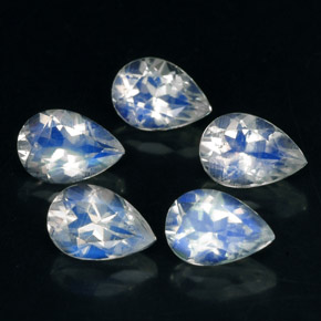 Pedras preciosas de pedra da lua arco-íris azul natural de  ct, formato de pêra, VS