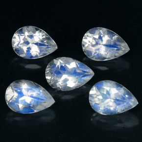 Pedras preciosas de pedra da lua arco-íris azul natural de  ct, formato de pêra, VS