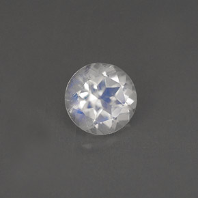 Pedra da lua arco-íris branco natural 0,75ct, corte redondo, VS