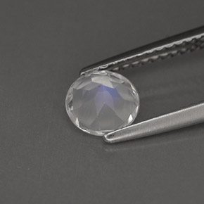 Pedra da lua arco-íris branco natural 0,75ct, corte redondo, VS