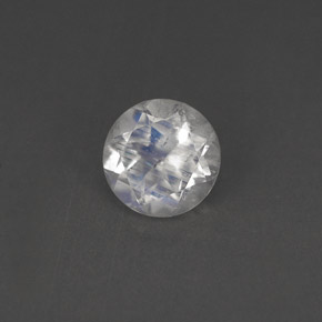 Pedra da lua arco-íris branco natural 0,79ct, corte redondo, VS
