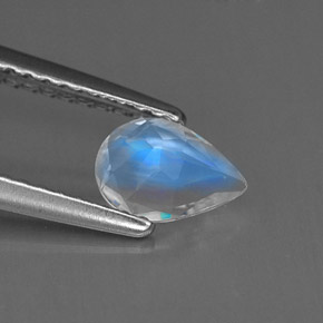 Pedra da Lua Arco-íris Branco azulado Natural 0.52ct, Formato de pêra, VVS-VS