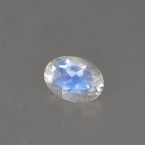 Pedra da lua arco-íris branco natural 0,75ct, corte oval, VS