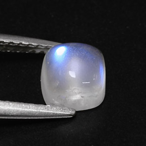 Pedra da lua arco-íris branco natural 1,23ct, transparente, transparente/translúcido