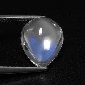 Pedra da lua arco-íris branco natural 5,44ct, formato de pêra, transparente
