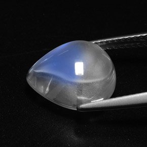 Pedra da lua arco-íris branco natural 5,44ct, formato de pêra, transparente