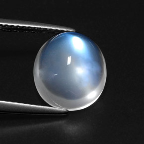 Pedra da lua arco-íris branco natural 5,39ct, transparente, transparente/translúcido