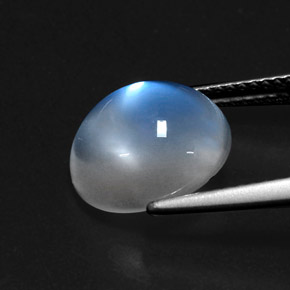 Pedra da lua arco-íris branco natural 5,39ct, transparente, transparente/translúcido