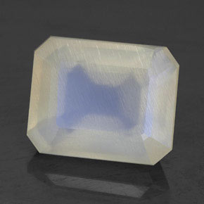 Pedra da lua arco-íris branco natural 5,10ct, transparente, transparente/translúcido