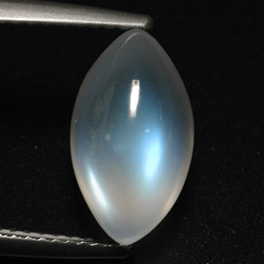 Pedra da Lua Arco-íris Branco azulado Natural 4.20ct, Transparente, Transparente/Translúcido