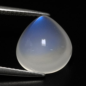 Pedra da Lua Arco-íris Branco azulado Natural 5.54ct, Transparente, Transparente/Translúcido