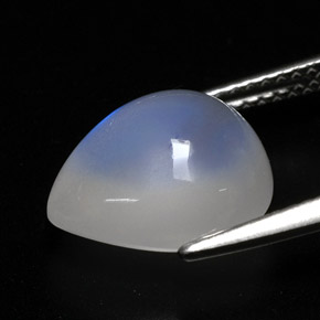 Pedra da Lua Arco-íris Branco azulado Natural 5.54ct, Transparente, Transparente/Translúcido