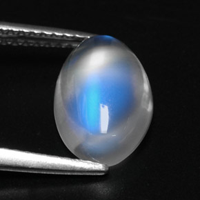 Pedra da lua arco-íris branco natural 2,88ct, corte oval, transparente