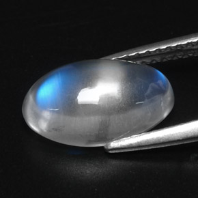 Pedra da lua arco-íris branco natural 2,88ct, corte oval, transparente