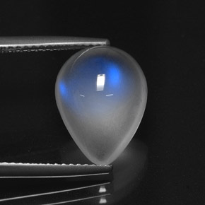 Pedra da lua arco-íris branco natural 4,41ct, formato de pêra, translúcido