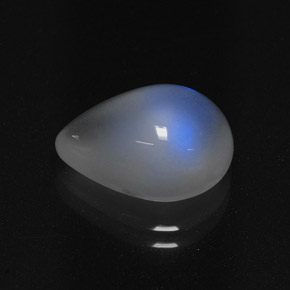Pedra da lua arco-íris branco natural 4,41ct, formato de pêra, translúcido