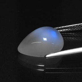 Pedra da lua arco-íris branco natural 4,41ct, formato de pêra, translúcido