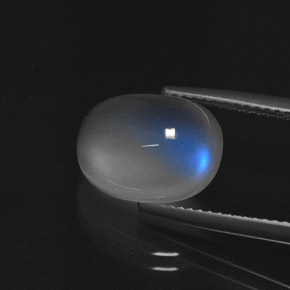 Pedra da Lua Arco-íris Branco azulado Natural 5.09ct, Corte Oval, Translúcido