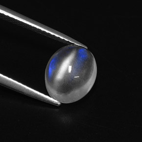 Pedra da lua arco-íris branco natural 2,78ct, corte oval, transparente