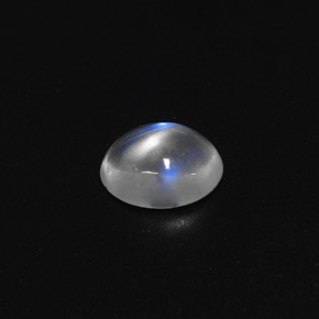 Pedra da lua arco-íris branco natural 1,57ct, corte oval, transparente