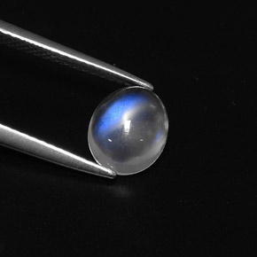 Pedra da lua arco-íris branco natural 1,57ct, corte oval, transparente
