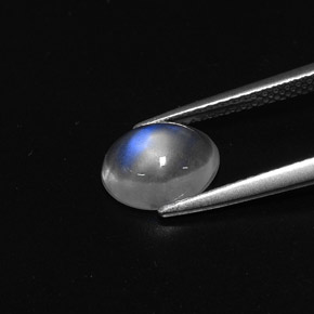 Pedra da lua arco-íris branco natural 1,57ct, corte oval, transparente