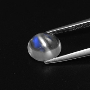 Pedra da lua arco-íris branco natural 2,34ct, corte oval, transparente