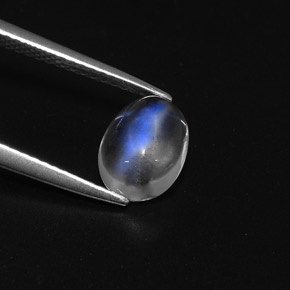 Pedra da lua arco-íris branco natural 1,85ct, corte oval, transparente