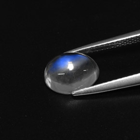 Pedra da lua arco-íris branco natural 1,85ct, corte oval, transparente