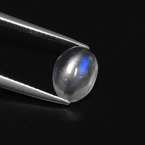 Pedra da Lua Arco-íris Branco azulado Natural 2.03ct, Corte Oval, Transparente